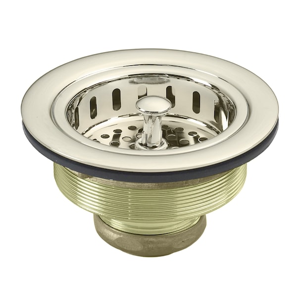 Westbrass Post Style Large Kitchen Basket Strainer in Polished Nickel D214-05 - main